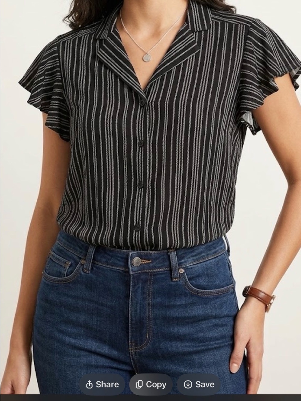 Adrianna Papell Black & White Vertical-Stripe Button-Front Blouse